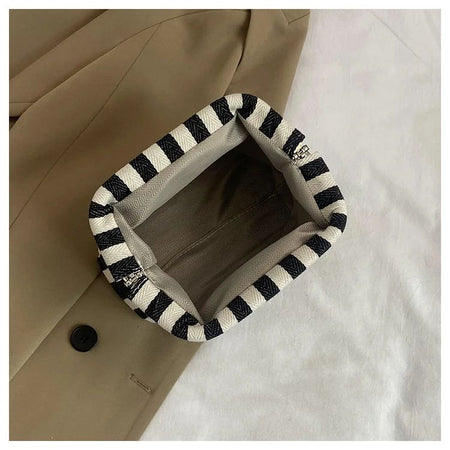 Casual Colorblock Bag Ladies Ruched Cloud Purse Summer Woven Crochet Purses for Women Beach Clutch Handbags 2025 Dumpling Hobo