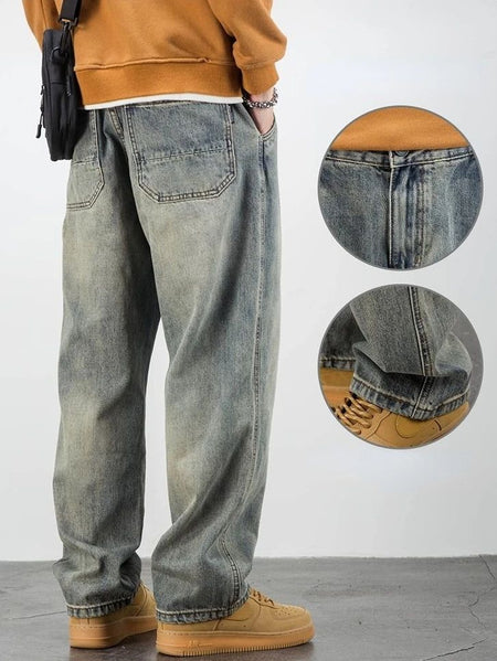 Men's Jeans Retro Cargo Trousers Straight Man Cowboy Pants Punk Washed Luxury Designer 2025 Trend Y2k Vintage Korean Style Baggy