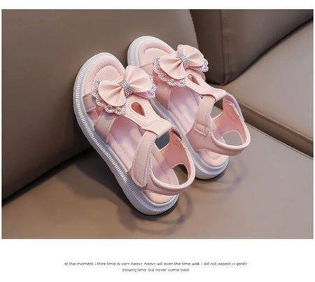Girls Sandals Kids Soft Soles Casual Princess Shoes New Water Diamond Beach Shoes Bow Shaped Girl Sandals