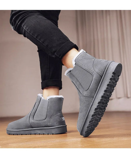 2025 New Men Boots Winter Warm Plush High Tops Leather Casual Shoes Outdoor Fashion Snow Boots