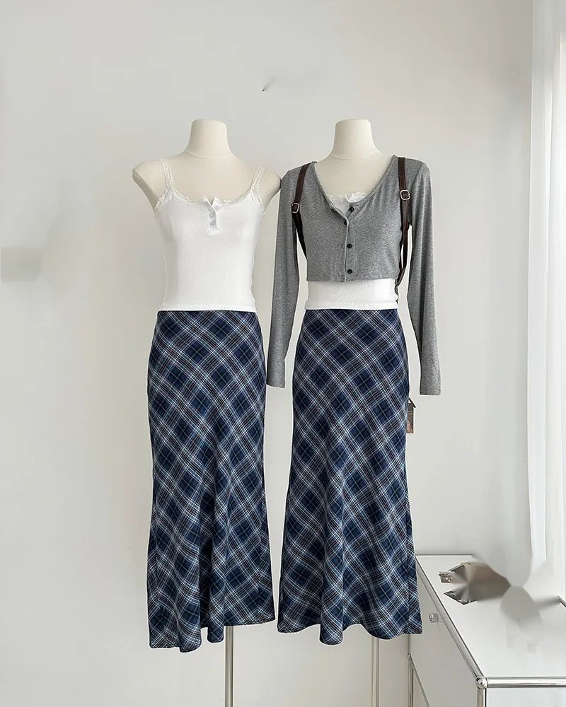 Plus Size Plus Size Plaid A- Line Mini Skirt Knee-Length Fashionable Autumn Winter Women's Clothing Chinese Style Casual Eleg...