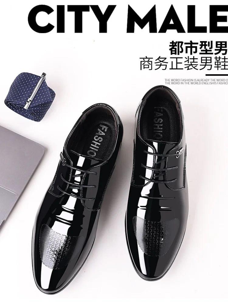 Luxury Business Oxford Leather Shoes Men Breathable Patent Leather Formal Shoes Plus Size Man Office Wedding Flats Male Black
