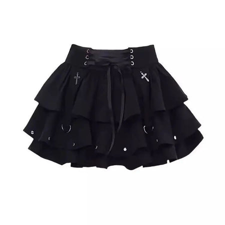 Black Y2K Spicy Girl Bow Tie Cake Skirt High Waist A- Line Mini Skirt Women's Summer New Design Sense Skirts for Girls
