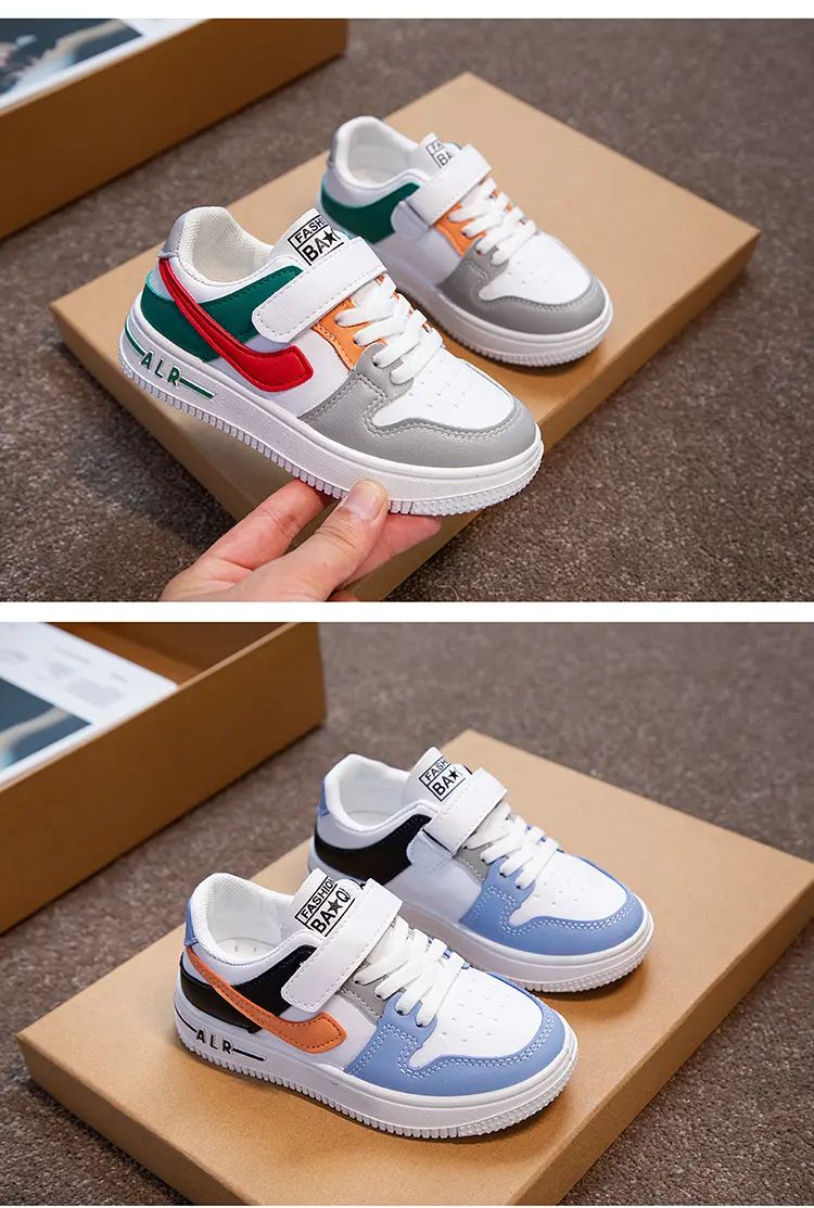 Children's Sneakers Kids Fashion Design White Non-slip Casual Shoes Boys Girls Hook Breathable Sneakers Toddler Outdoor Shoes