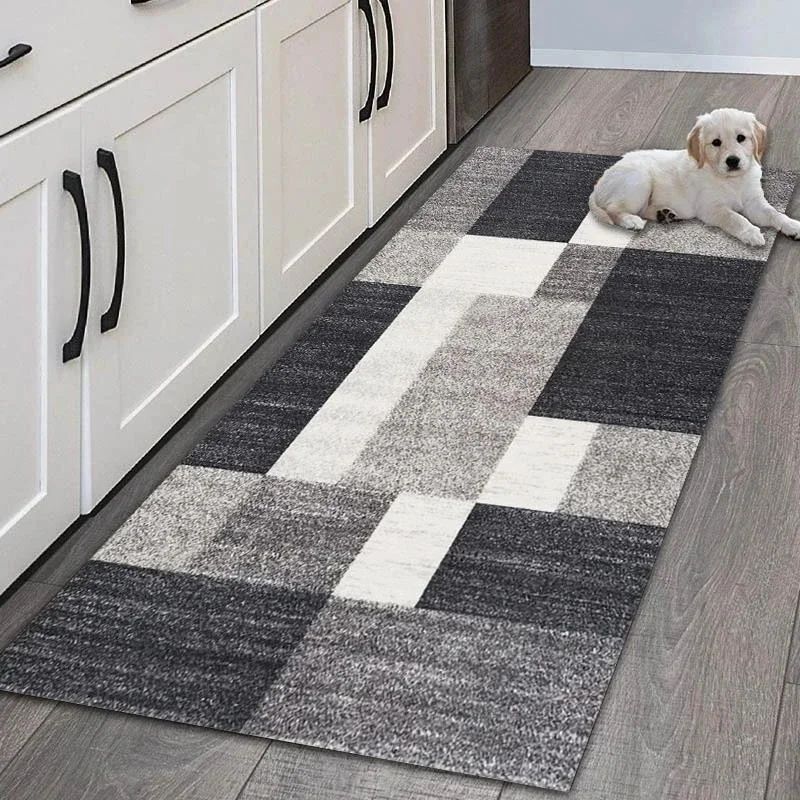VIKAMA Simple Geometric Kitchen Floor Mats Living Room Floor Carpet Entrance Door Mat Hallway Door Non-Slip Foot Mats Home Decor