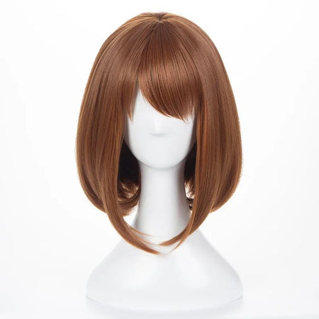 Anime My Hero Academia Ochako Uraraka Synthetic Wigs Short Brown Bob Heat Resistant Cosplay Costume Wig