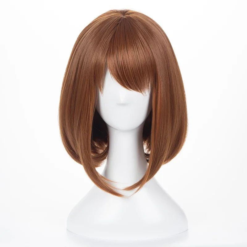 Anime My Hero Academia Ochako Uraraka Synthetic Wigs Short Brown Bob Heat Resistant Cosplay Costume Wig