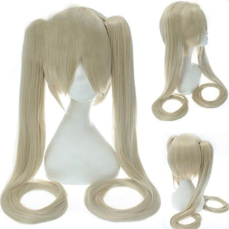28 Colors Mi Ku Cosplay Wig Long Heat Resistant Synthetic Hair Clip Ponytails Halloween Party Wigs + Wig Cap Snow Mi Ku