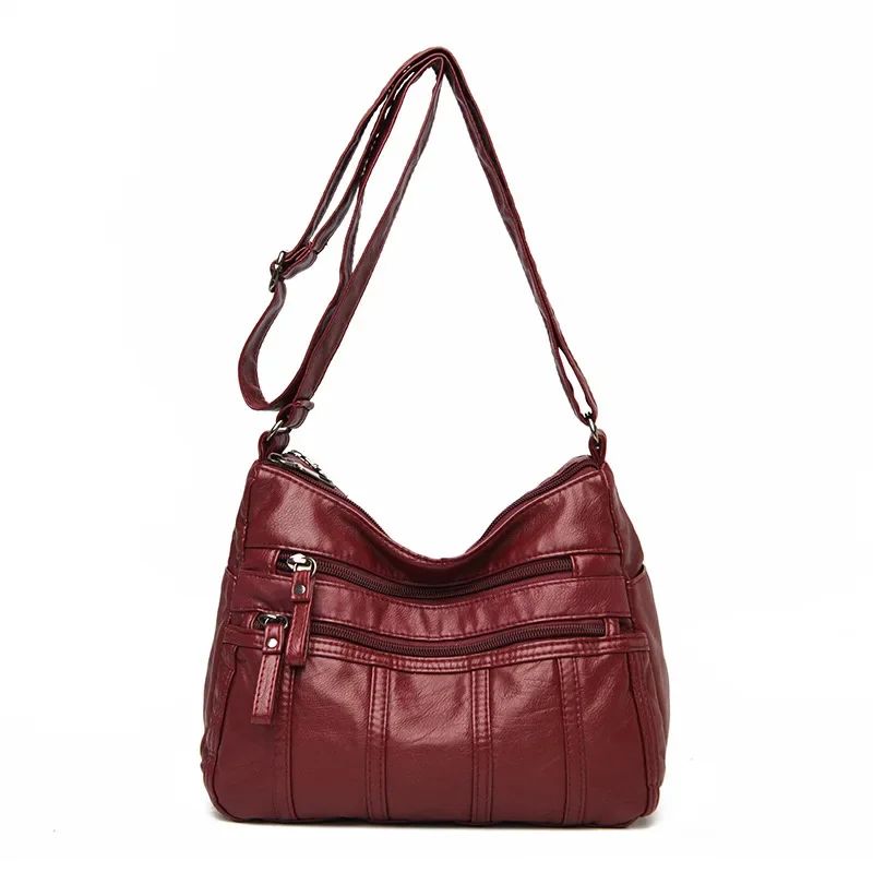 Fashion Soft Leather Crossbody Bags for Women 2025 Casual Female Multi Pocket Messenger Bags Retro Handbags Ladies Shoulder Bags