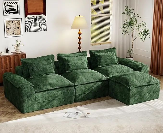 Cloud Modular Sectional Sofa L-Shaped Large Seater with Ottoman Removable Cover Comfortable Living Room Furniture