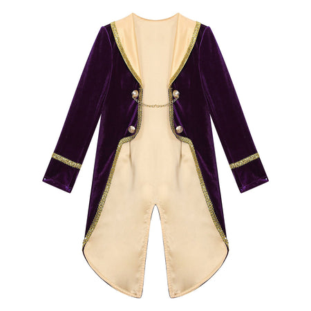 Boys Girls Prince Tuxedo Jacket Turn-Down Collar Coat Halloween Masquerade Theme Party Cosplay Costume Birthday Party Tailcoat