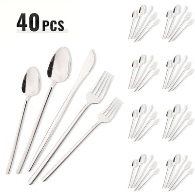 40pcs Rose Gold Dinnerware Set Mirror Fork Knife Spoon Tableware Western Stainless Steel Cutlery Set Dessert Fork Spoon Flatware