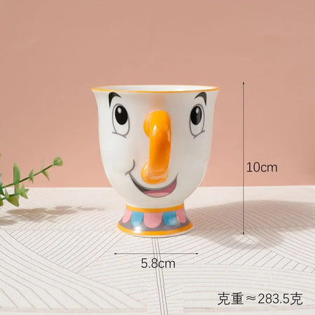 Disney Teapot Cute Cartoon Beauty And The Beast Coffee Pots Mug Mrs Potts Chip Cup Tea Cup Pots One Tea Set Droshipping Desk Gif