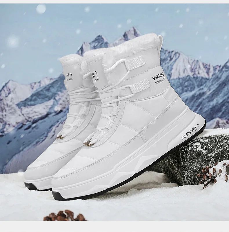 Men's Winter Plus Velvet Warm High-top Down Bread Shoes Waterproof and Non-slip Cotton Shoes Men's Big Boots==bottes Pour Hommes
