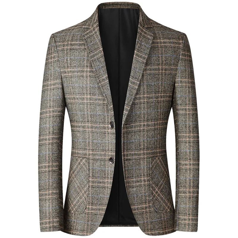 Black Men V-neck Single-breasted Suit Jacket, Fashion Slim Dress Coats, Blue Gray Yellow Blazers, Male Casual Tops Asian Size