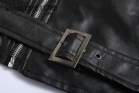 Men PU Leather Jacket Motorcycle Fashion Slim Fit Leather Coat Male Solid Turn-Down Collar Motorcycle Outwear Streetwear 4XL