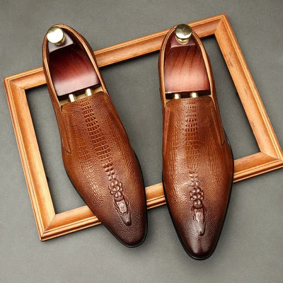 Handmade Mens Wedding Oxford Shoes Black Blue Genuine Leather Flat Dress Shoes Crocodile Pattern Summer Business Formal Loafers