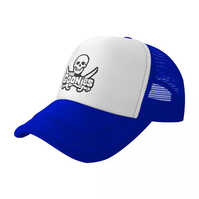 The Goonies Mesh Baseball Caps Fashion Sun Caps Skull and Cross Bones Hat Breathable Snapback Sun Hats Wholesale New Trucker Cap