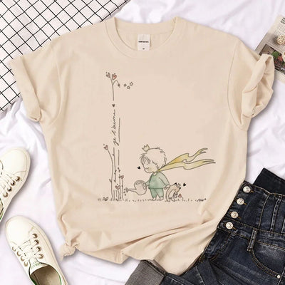 The Little Prince Print Tee Women T-shirts Harajuku Tshirt Girl 2000s Clothing kawaii Print T Shirt For Women