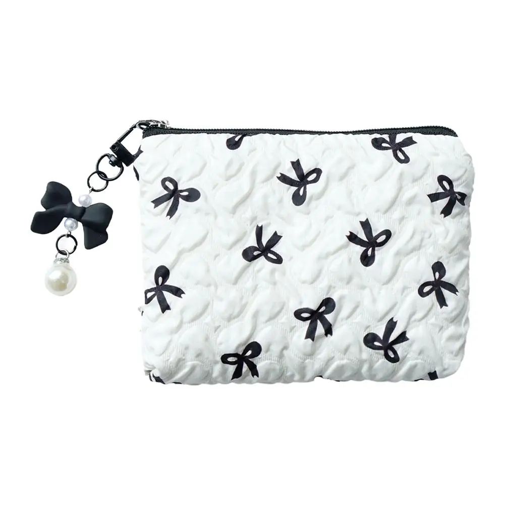 1PC Color Bow Canvas Large Capacity Lipstick Air Cushion Storage Bags Women's Makeup Bag Commuter Handbag Travel Toiletry Bags