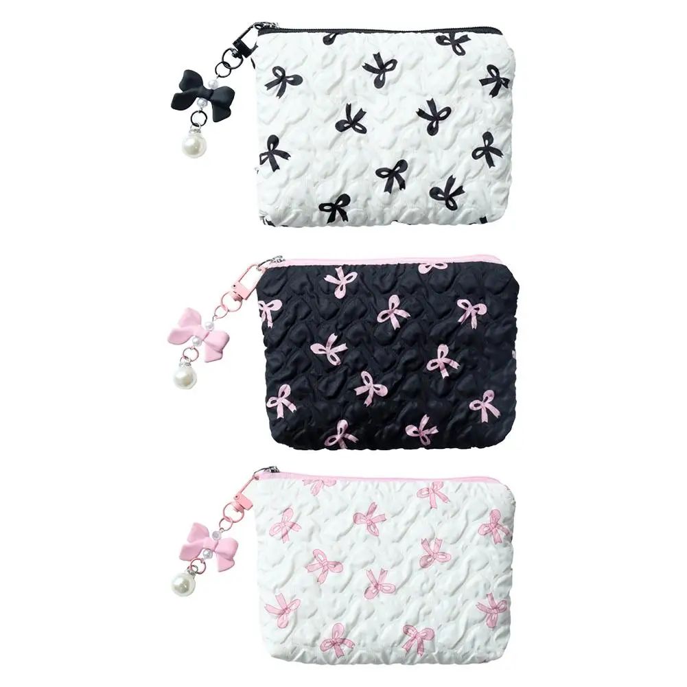 1PC Color Bow Canvas Large Capacity Lipstick Air Cushion Storage Bags Women's Makeup Bag Commuter Handbag Travel Toiletry Bags