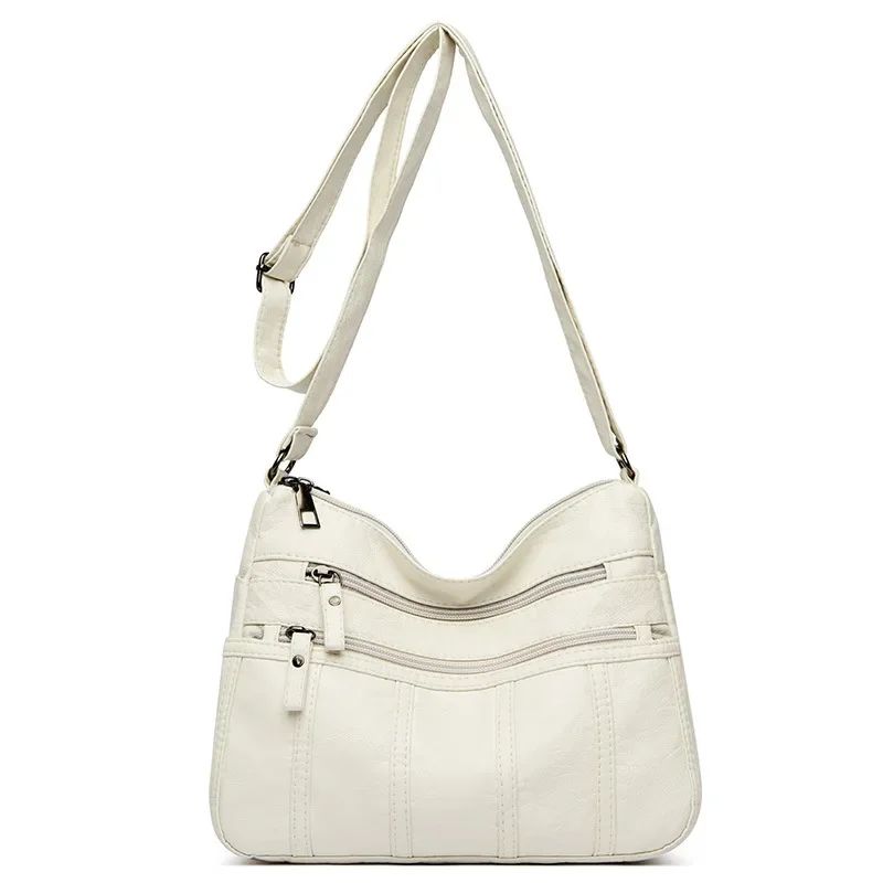 Fashion Soft Leather Crossbody Bags for Women 2025 Casual Female Multi Pocket Messenger Bags Retro Handbags Ladies Shoulder Bags