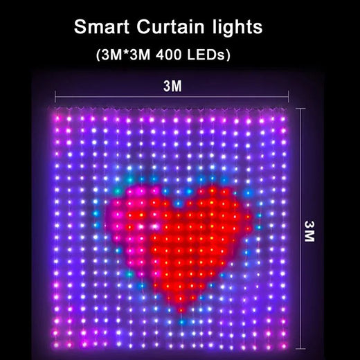 Led Smart Curtain Lights New year's garland App RGB Fairy Lights DIY Music Change Display for Window Christmas Room Decoration