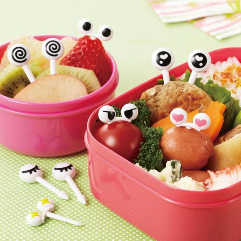 10/30/50Pcs Mini Skewers Cute Cartoon Eyes Kawai Lunch Bento Box Food Fruit Picks Fork Sticks Buffet Sandwich Toppers Decor fork