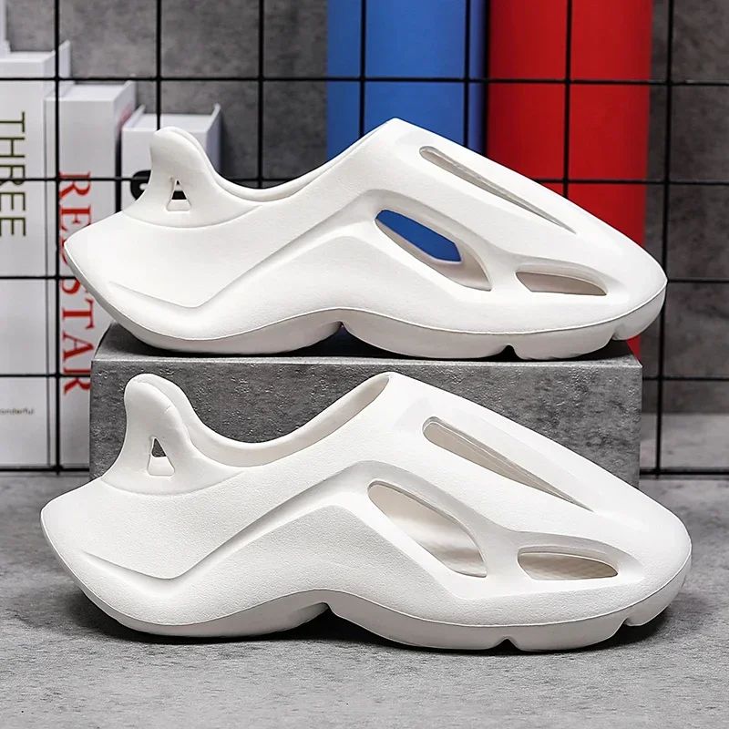 Men's Slippers Summer Soft EVA Beach Hole Shoes Outdoor Women's Slide Non-slip Personalized Hollow Shoes 36-47