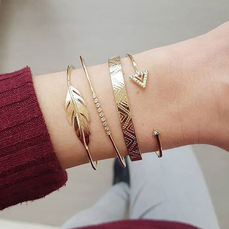 Cuban Chain Bracelet Set for Women, Gold Color, Boho Retro, Thick Twist, Trendy Quality Jewelry Gifts, 11Pcs, 2024