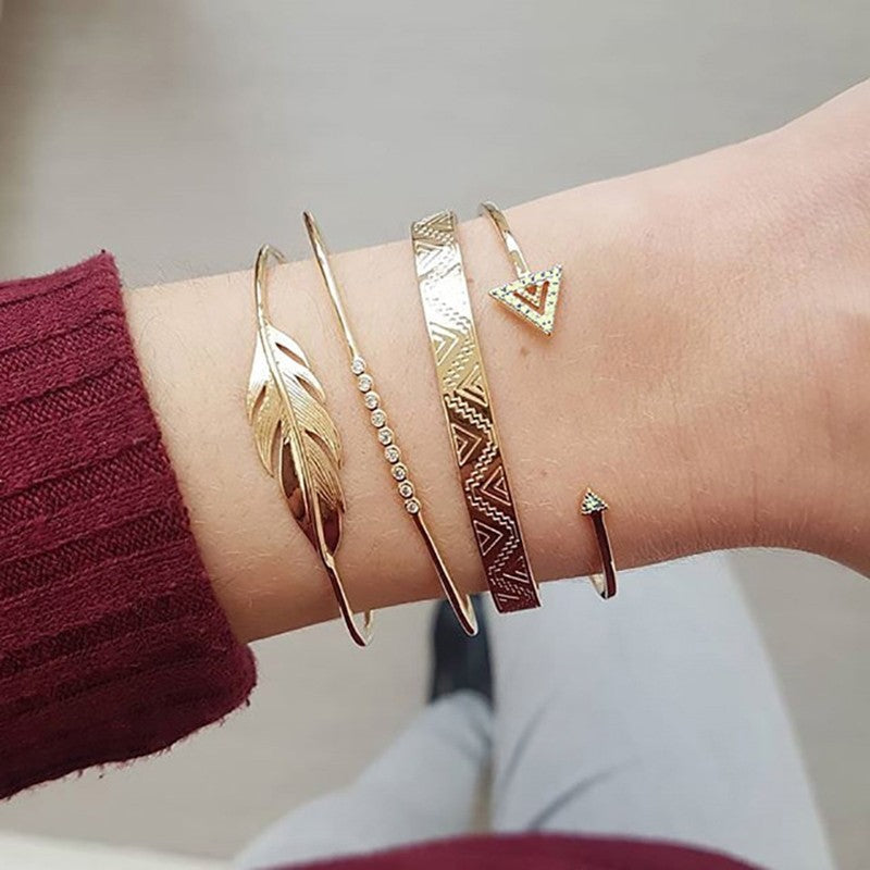 Cuban Chain Bracelet Set for Women, Gold Color, Boho Retro, Thick Twist, Trendy Quality Jewelry Gifts, 11Pcs, 2024