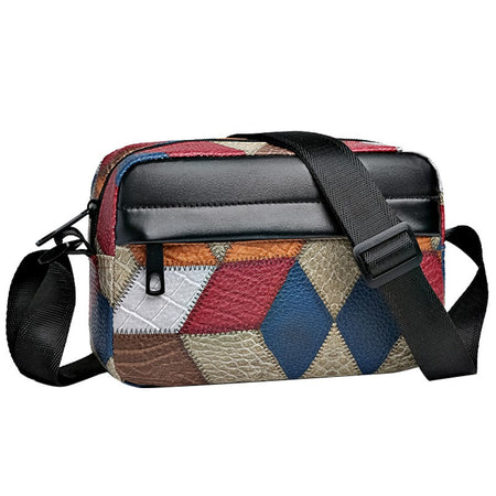 Casual Business Shoulder Bag for Men Pu Leather Messenger Bag Wide Strap Crossbody Bags Square Plaid Designer Male Sling Bags