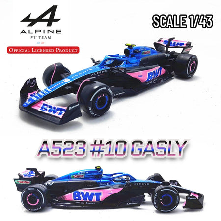 Bburago BWT Alpine A523 #10 Pierre Gasly F1 Car Model, 1:43 Scale Formula 1 Racing French Team Miniature Collectible Figure Toy
