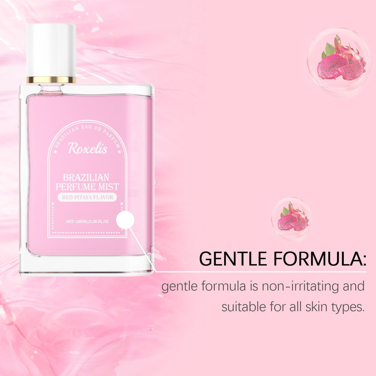 Roxelis 100ml Brazilian Style Perfume Light Fragrance Red Pitaya Jasmine Scent Fresh Long Lasting Aroma Dating Flirting Perfume