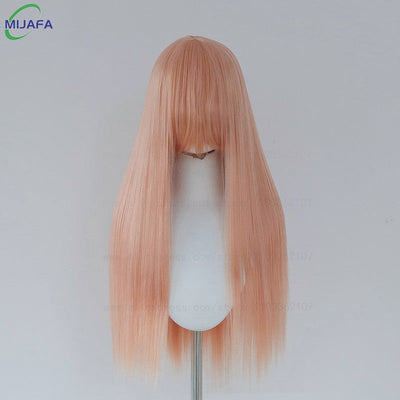 Very High Quality 400g 48 Colors 24Inch 60cm Long Straight Cosplay Wig With Bangs Heat Resistant Hair Anime Wigs + Wig Cap