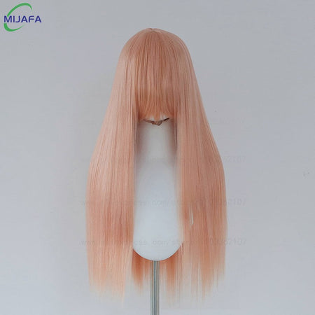 Very High Quality 400g 48 Colors 24Inch 60cm Long Straight Cosplay Wig With Bangs Heat Resistant Hair Anime Wigs + Wig Cap