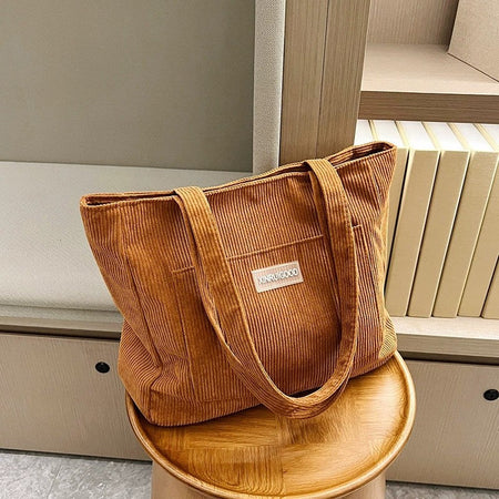 Women's Corduroy Shoulder Tote Bag, Casual Large Capacity Fashion Handbag for Going Out, Purses and Handbags Designer Bag