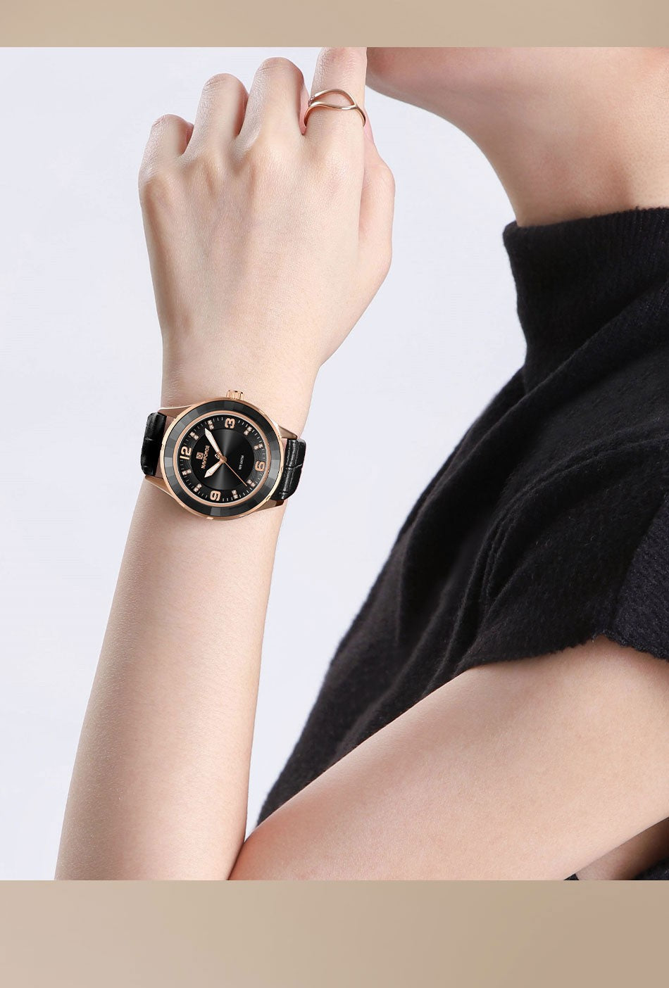 Naviforce 5040 Original New Woman Black Leather Classic Watch Ladies Girls Wristwatch Elegant Quartz Women's Watches