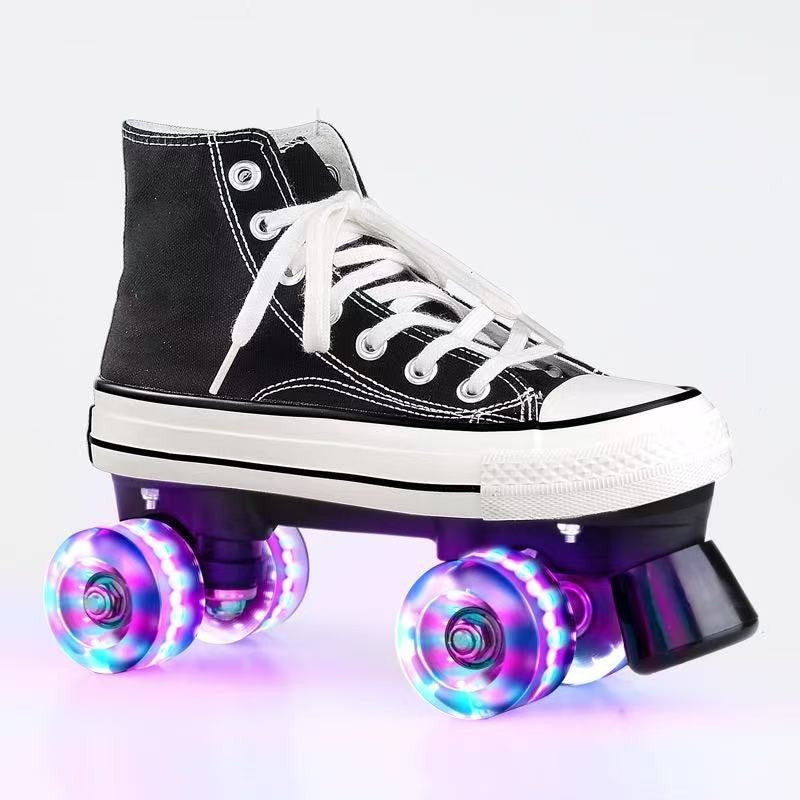Adult and Children's Double-row Roller Skates Shoes , Breathable and Wear-resistant, Ice Rink , Four-wheel Skating Sneakers