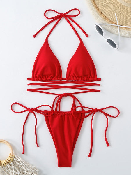 Sexy Micro Bikini 2025 Criss Cross Swimwear Bandage Woman Swimsuit Female Thong Bikinis Set 2 Piece Women Bathing Suit Beachwear