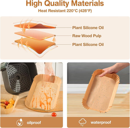 Air Fryer Paper for Dual Zone,100pz 22x14 cm,Disposable Non-stick Paper Air Fryer for Cecotec/Masterpro/Ninja AF300EU/AF400EU