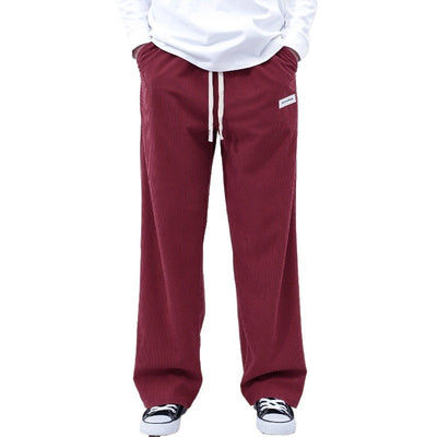 Mens Corduroy Joggers Pants Casual Cargo Pants Drawstring Elastic Waist Baggy Tapered Sweatpants with Pockets Outdoor Sweatpants