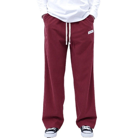 Mens Corduroy Joggers Pants Casual Cargo Pants Drawstring Elastic Waist Baggy Tapered Sweatpants with Pockets Outdoor Sweatpants