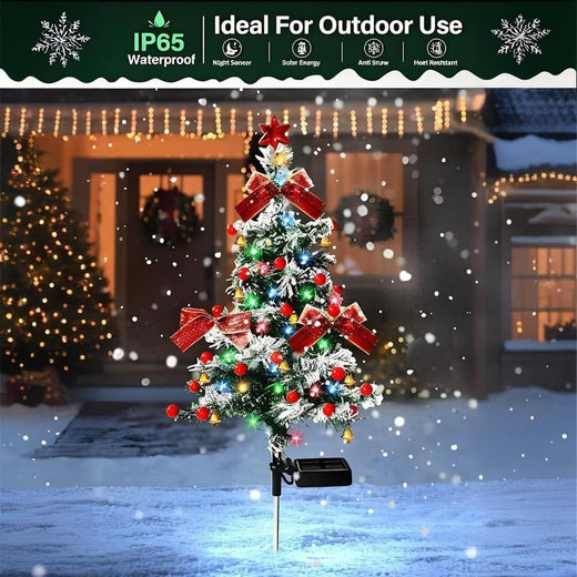1PCS Solar Powered Christmas Tree Yard Stake , Waterproof Multi-Color LED Lights with 8 Modes, for Outdoor Garden Patio Decor