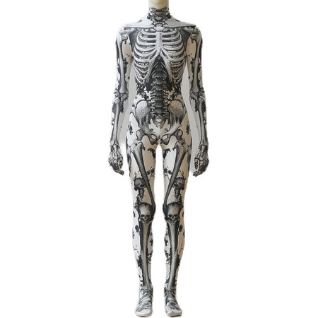 Adult Halloween Skeleton 3d Printing Holiday Party Cyberpunk Bodysuit And Mask Jumpsuit Skeleton Alien Cosplay Costume Bodysuit