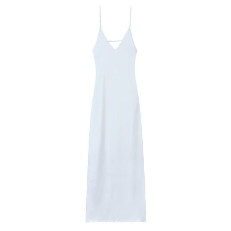 HH Women Summer Yellow Stain V Neck Sling Dress Elegant Sleeveless Loose Maxi Robes 2025 New Ladies Party Holiday Dresses