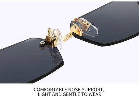 Rimless Sunglasses Rectangle Fashion Popular Women Men Shades Small Square Sun Glasses for Female Male Summer Traveling Oculos