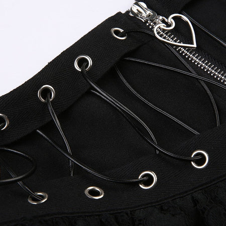 Zipper Front Women's Punk Vintage High Wasit Skirt Japanese Style Kawaii Black Harajuku Gothic Skater Cosplay Mini Skirts