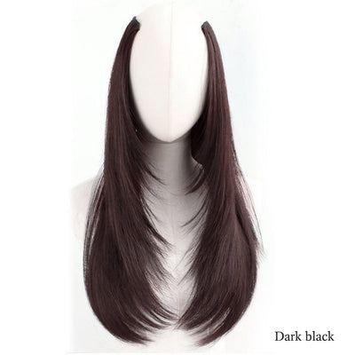 Synthetic layered V-shaped hair extension wig women's heat-resistant clip hair wig atmosphere long curly hair