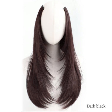 Synthetic layered V-shaped hair extension wig women's heat-resistant clip hair wig atmosphere long curly hair
